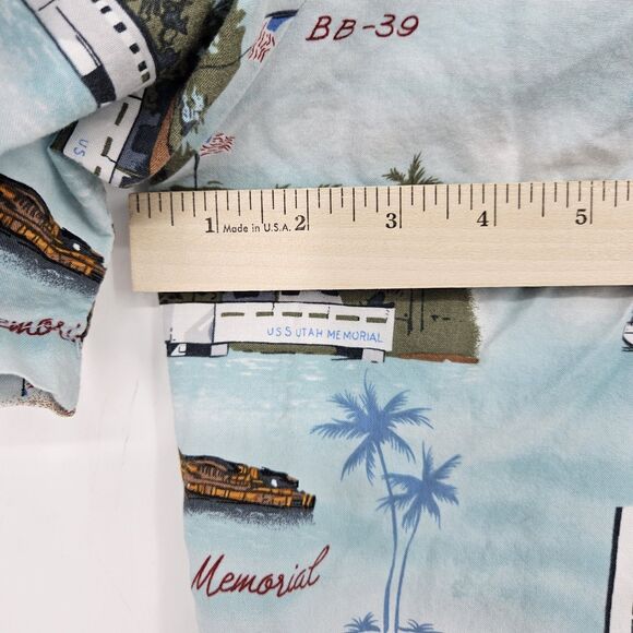 Vintage Kalaheo Shirt Mens Large Hawaiian Button Up USS‎ Oklahoma Ship USA - Picture 7 of 10